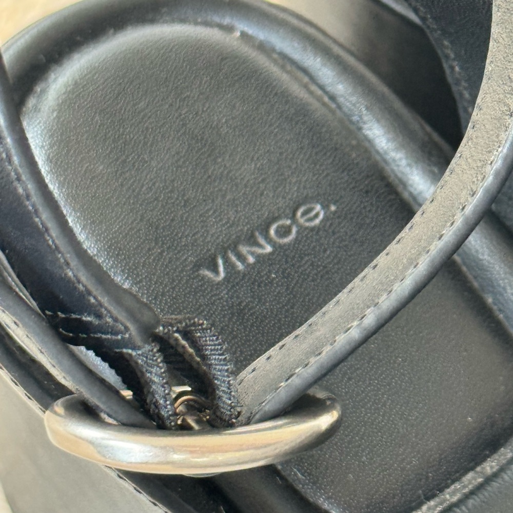 Vince Platform Black Leather Ankle Strap Sandals - Picture 6 of 6